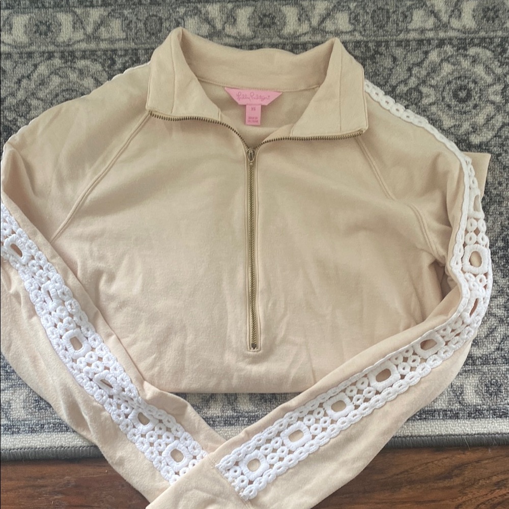 Lilly Pulitzer Cream Top with White Lace Detail